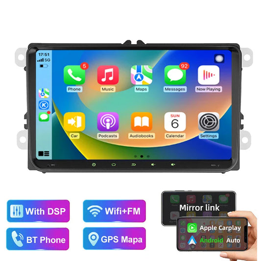9'' For VW Passat Polo Golf MK5/6 Amarok Caddy Car Radio Head Unit Carplay Apple Android13 Intelligent System Multimedia Player
