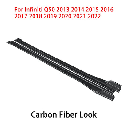 For Infiniti Q50 2013-2022 Car Side Skirt Extension Body Apron Lip Splitters Winglet Lateral Shovel Carbon Look ABS Accessories