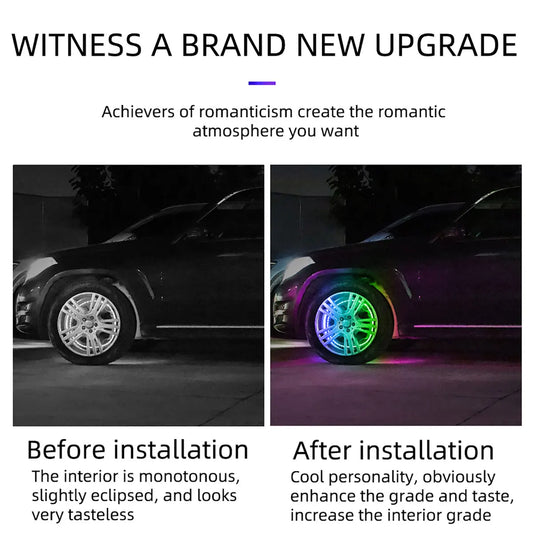 Symphony Car Hub Lights 15.5 inch Decorative light strip rgb Atmosphere light External ambient light Wheel Ring Neon Strip Light