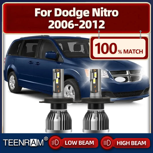 20000LM Canbus LED Headlight Bulbs 120W High Low Beam Car Lights 12V 6000K For Dodge Nitro 2006 2007 2008 2009 2010 2011 2012