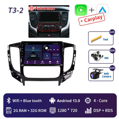 2 Din Android 13 Auto Car Radio Multimedia Video Player Stereo For Mitsubishi L200 5 2015-2019 GPS Navigation Carplay Screen DVD