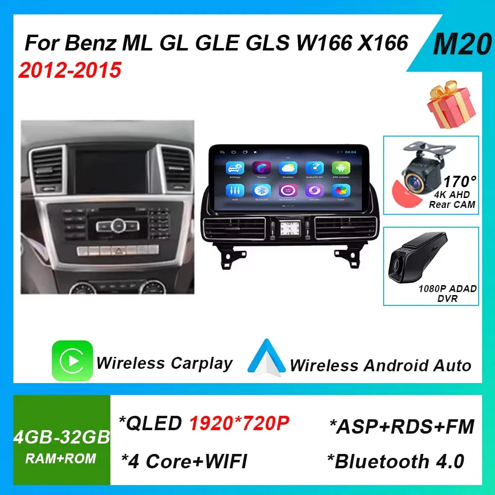Android 14 Radio For Mercedes Benz ML GL GLE GLS W166 X166 2012-2019 12.3” 4.5NTG 5.0NTG Car Raido Multimedia Video Player GPS