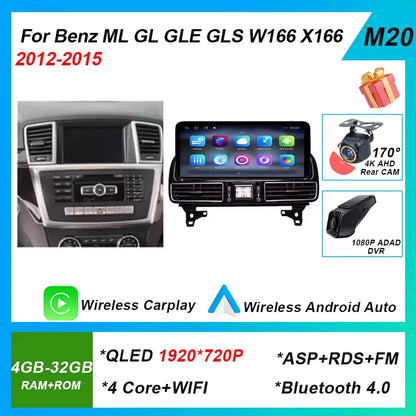 Android 14 Radio For Mercedes Benz ML GL GLE GLS W166 X166 2012-2019 12.3” 4.5NTG 5.0NTG Car Raido Multimedia Video Player GPS