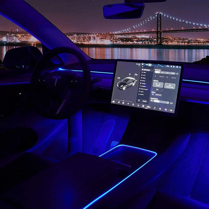 OKEEN 2016-2023 Tesla Model 3 Y S Car Interior Neon Lights APP-Controlled Dashboard LED Strip Lights Tesla Ambient Lighting 12V