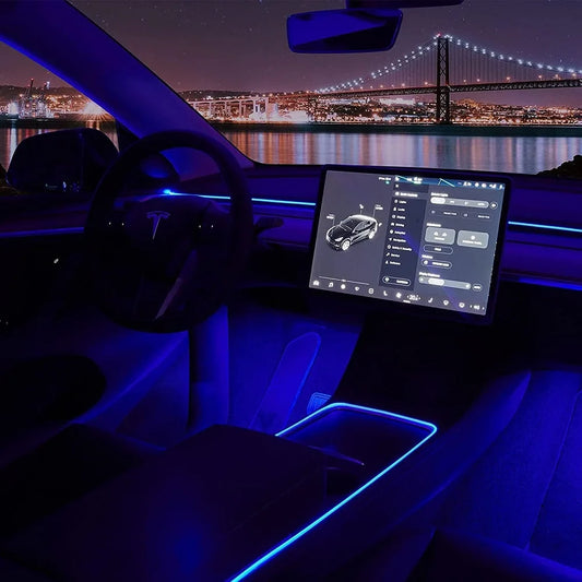 OKEEN 2016-2023 Tesla Model 3 Y S Car Interior Neon Lights APP-Controlled Dashboard LED Strip Lights Tesla Ambient Lighting 12V