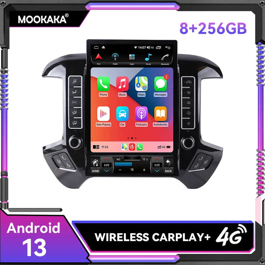 14.4" inch Android 14.0 8+256GB Tesla Screen Car Radio DSP Player For Chevrolet Silverado GMC SIERRA 2014-2018 GPS Radio Stereo