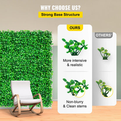 VEVOR Artificial Plant Wall Decoration Boxwood Hedge Wall Panel Home Decor Fake Plants Grass Backdrop Wall Privacy Hedge Screen