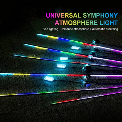 22 in 1 Universal Ambient Light Car Interior Acrylic Strip Kit 213 64 Color RGB Symphony Rainbow Dashboard Atmosphere Light APP