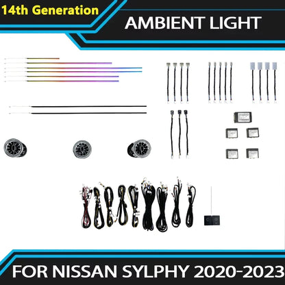 24 in 1 RGB Symphony Car Ambient Lighting for Nissan 2020-2023 14th Generation Sylphy LED Interior Decoration Car Accesssories