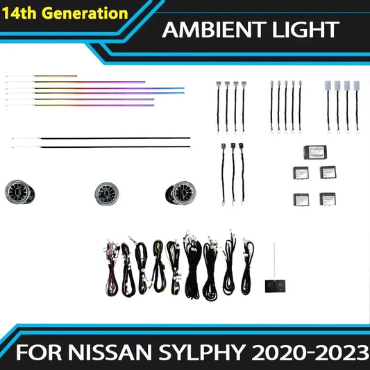 24 in 1 RGB Symphony Car Ambient Lighting for Nissan 2020-2023 14th Generation Sylphy LED Interior Decoration Car Accesssories