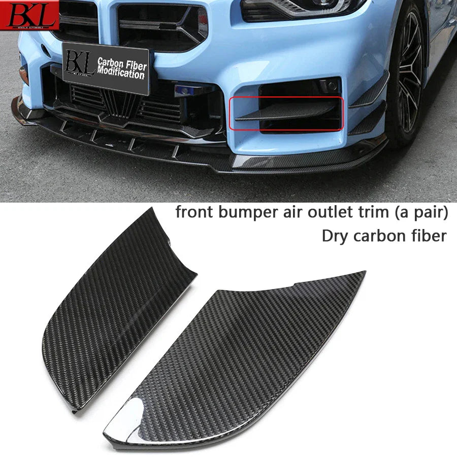 For BMW M2 series G87 dry carbon fiber wind blade fender side cheeks front bumper air vent trim spoiler car upgrade accessories
