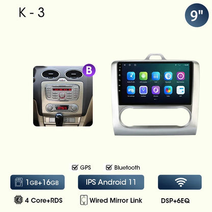 9" Car Radio For Ford Focus 2004 2005 2006 2007 2008 2009 2010 2011 Android12 Multimidia Video Player Head Unit wireless Carplay