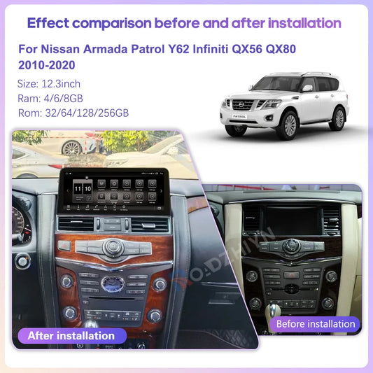 12.3 " Android13 Car Multimedia Video Player For Nissan Patrol Y62 Infiniti QX56 QX80 2010-2020 GPS Navigation CarPlay Auto 4G