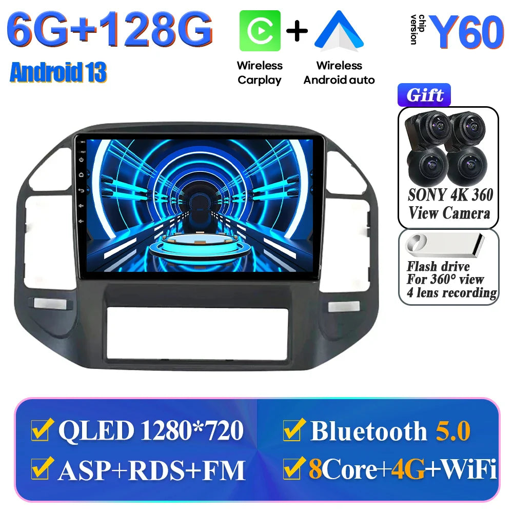 Wireless Android Head Unit For Mitsubishi Pajero 3 V70 V60 1999-2006 Car Auto Radio Carplay Multimedia GPS Navigation No 2din 4G