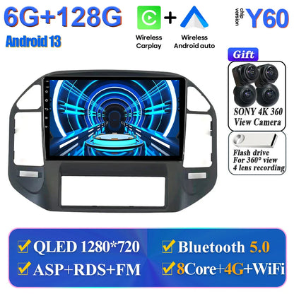 Wireless Android Head Unit For Mitsubishi Pajero 3 V70 V60 1999-2006 Car Auto Radio Carplay Multimedia GPS Navigation No 2din 4G