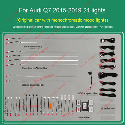 30 Colors Ambient light for audi Q6 2023-2024 Q7 2006-2019 Q8 2019-2024 Interior Atmosphere Light Original car MMI knob control
