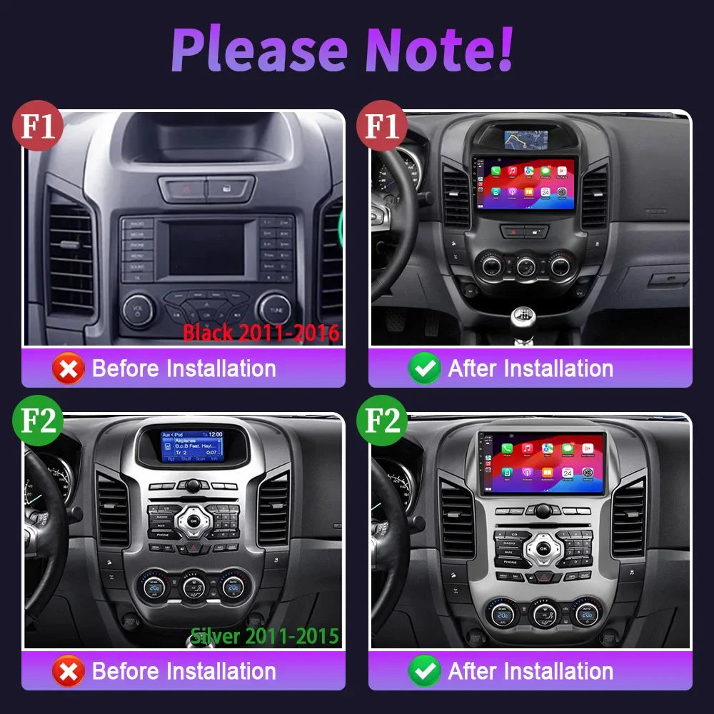 Android 14 For Ford Ranger 3 2011-2015 Car Radio Multimedia Navigation 4G GPS Bluetooth Wireless Carplay Head Unit Screen Stereo