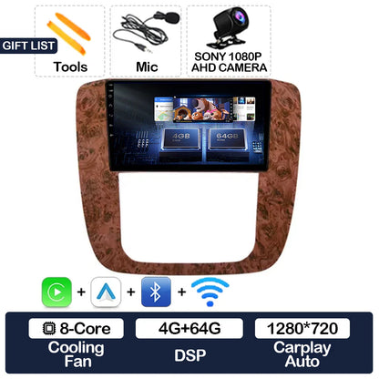 Android 15 Car Radio For GMC Yukon Chevrolet Tahoe Suburban 2008 - 2012 Carplay Auto Multimedia Stereo Video Player NAVI GPS 4G