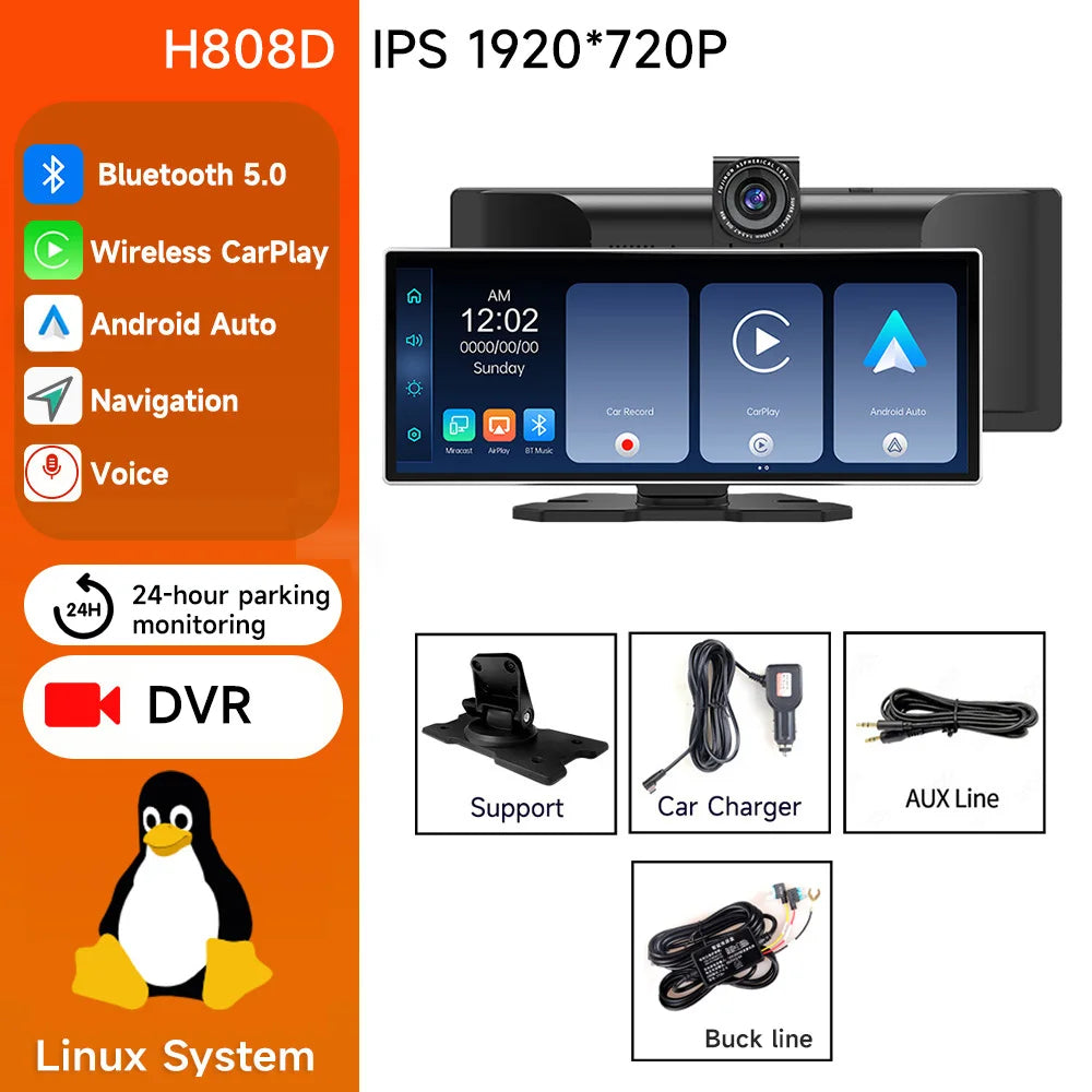 JIUYIN 11.26 inch 4K HD DVR Universal Car Radio Multimedia Navigation Wireless CarPlay Android Auto Mirror Music Player