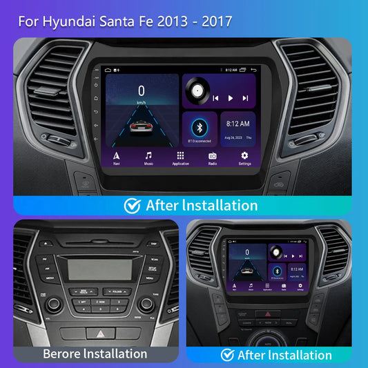 9 Inch 2 Din Android Car Radio for Hyundai IX45 Santa Fe 2013 2014 2015 2016 2017 Car Stereo Android Auto Carplay Navigation GPS