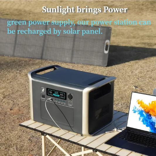 1800W Solar Generator LiFePO4 BAT Power Station for Outages Camping Outdoor Activities with 200W Foldable Solar Panel Charger