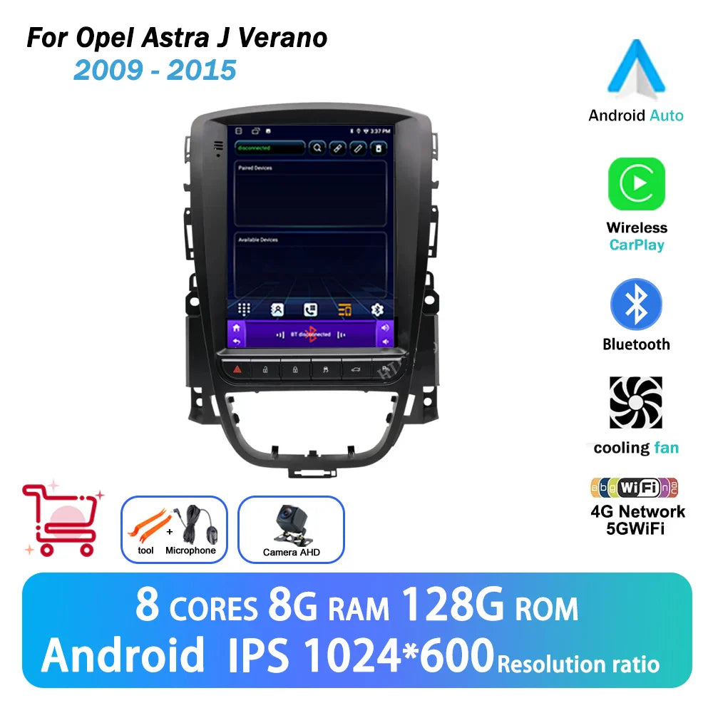 9.7 '' Android 14 For Opel Astra J Vauxhall Buick Verano 2009 - 2015 Car Video Player Navigation Multimedia Wireless Carplay BT