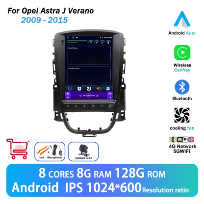 9.7 '' Android 14 For Opel Astra J Vauxhall Buick Verano 2009 - 2015 Car Video Player Navigation Multimedia Wireless Carplay BT