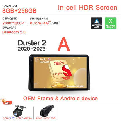 Android 14 For Renault Duster HM 2 II 2020 - 2023 Arkana 1 I 2019 - 2023 Car Radio Multimedia Video Player Navigation stereo DVD