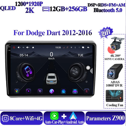 Wireless Android Auto Carplay For Dodge Dart 2012-2016 Car Multimedia Player 5G Wifi GPS Intelligent System 8 core Touch Display