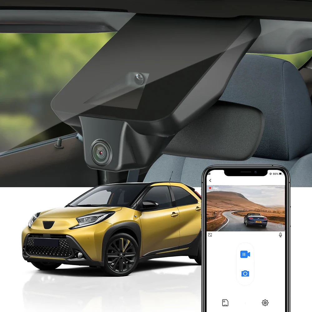 Dash Cam 4K for Toyota Aygo X 2018 2019 2020 2021 2022 2023 2024, FITCAMX Wireless Car DVR Wifi Recorder for Toyota