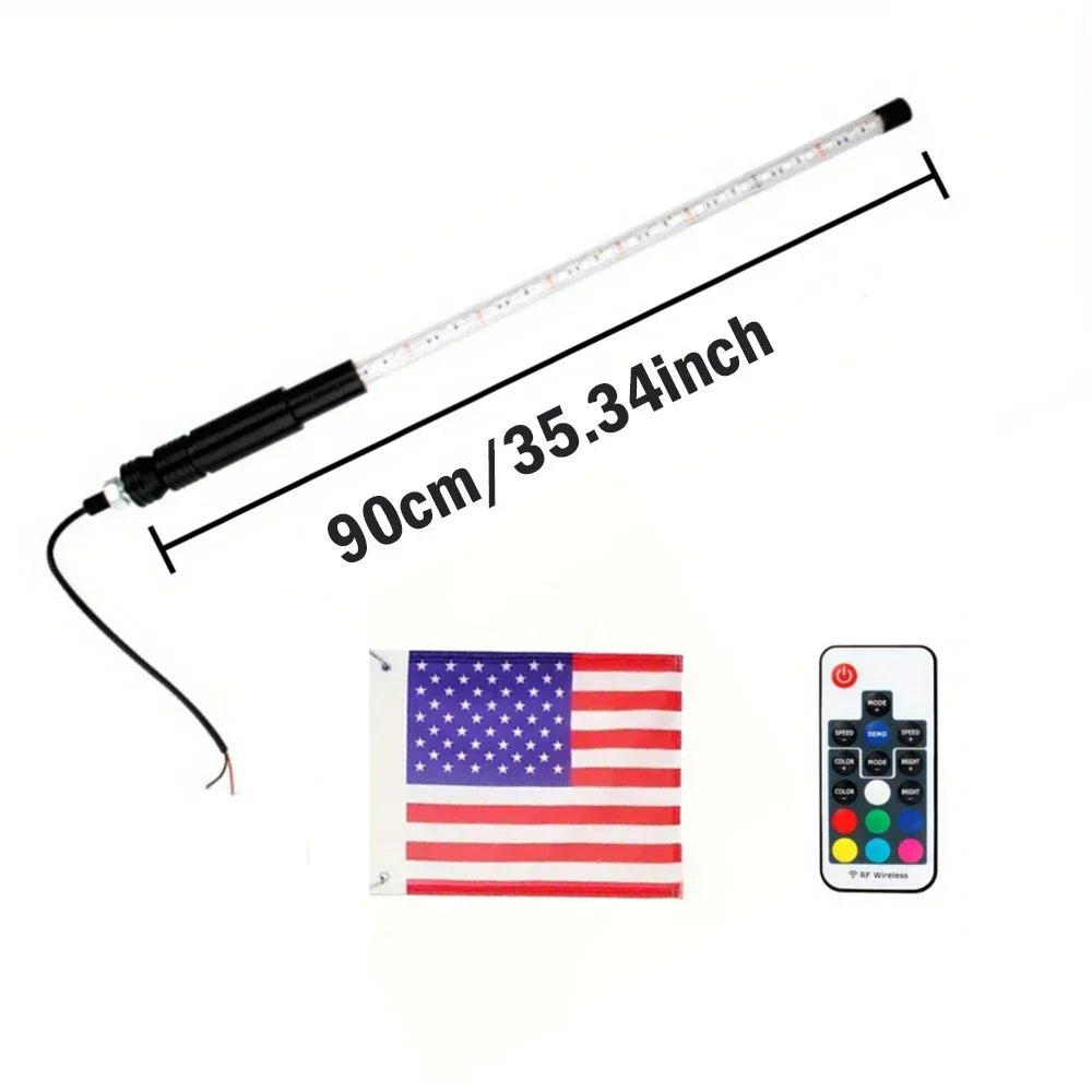 1pc 2/3/4FT RGB Flagpole Light Adjustable ATV Off-road Brake Light With Remote Control LED Beach Flag Ambient Decorative Lights
