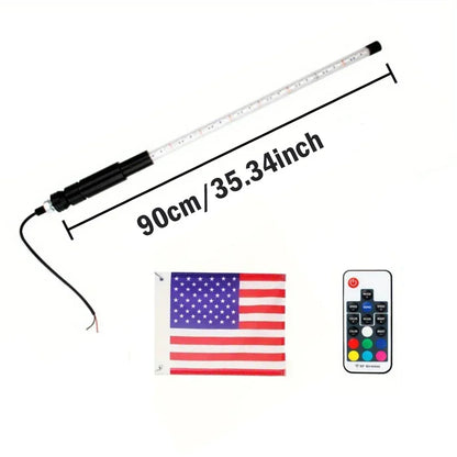 1pc 2/3/4FT RGB Flagpole Light Adjustable ATV Off-road Brake Light With Remote Control LED Beach Flag Ambient Decorative Lights