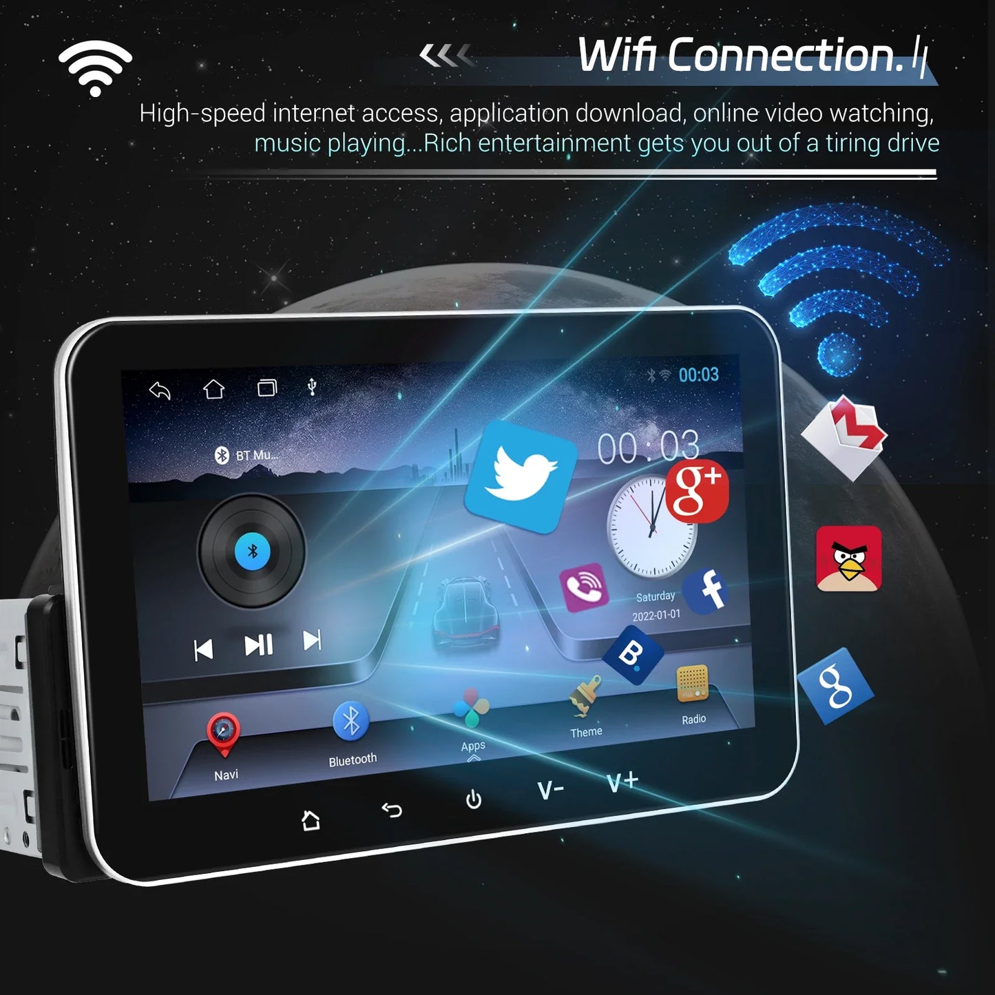 Podofo 2+32G Android Car Radio 7'' 1Din Multimedia Player Carplay Android Auto GPS Navigation WIFI EQ 4Core Bluetooth Car Stereo