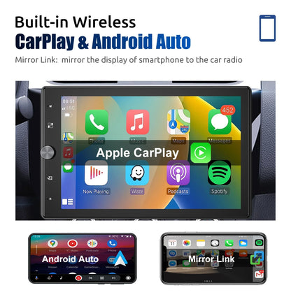 ESSGOO 10 Inch Rotatable 90° IPS Touchscreen Single 1 DIN Car Stereo Wireless Apple Carplay Android Auto USB AUX TF FM Bluetooth