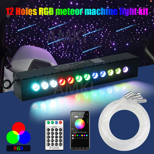9W 12Holes RGBW Meteor Car Starry Sky Bluetooth APP RF Control Car Roof star Shooting Star effect Fiber Optic Light