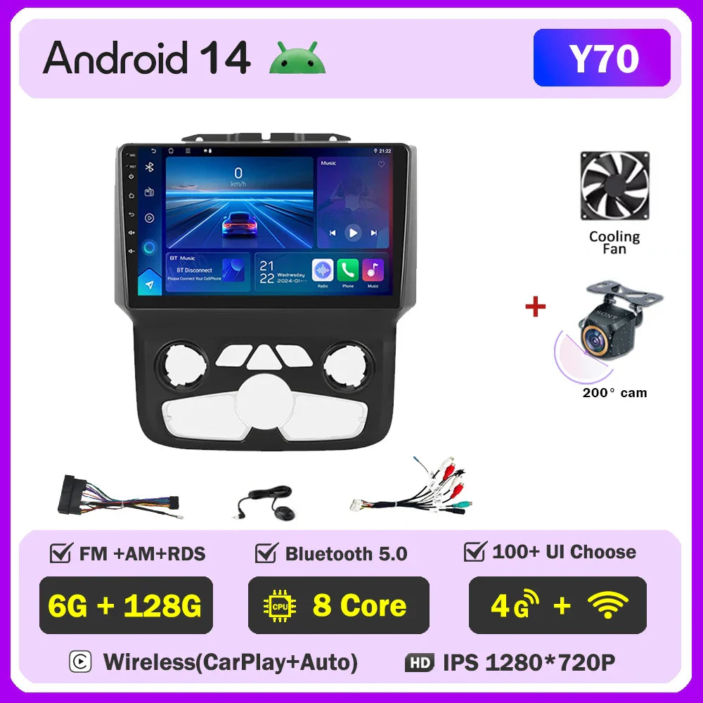 For Dodge Ram 1500 2500 3500 (2013-2019) Carplay Auto Screen Wireless Android Auto Car Intelligent Systems AutoMotive 8 Core DSP
