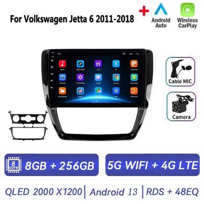 Car Radio for VW Volkswagen Jetta 6 2011-2018 Multimedia 2 Din Android 14 Video Player Navigation GPS DSP Carplay BT Head Unit
