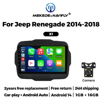 9Inch Android 14 Auto Car Intelligent System Car Radio Multimedia Player Carplay GPS Navigation DSP For Jeep Renegade 2014 -2018