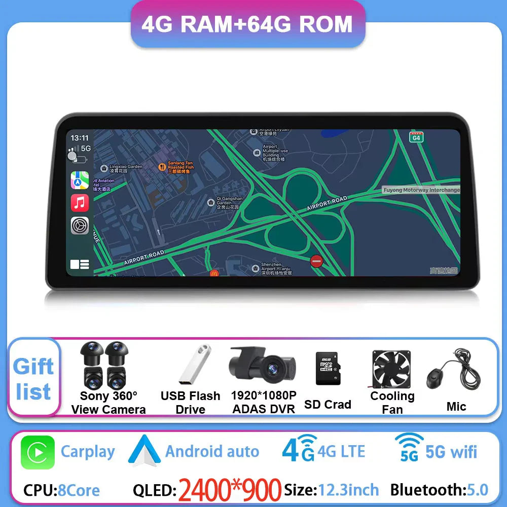 12.3 Inch Android 14 For GMC Yukon Chevrolet Tahoe Silverado 2007 - 2013 Car Radio Multimedia Player GPS Head Unit Auto StereoBT