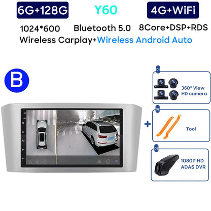 Car Radio Android 13 For Toyota Avensis T25 2002-2008 Carplay Navigation GPS Stereo Android Auto Screen No 2din DVD 5G Wifi Head
