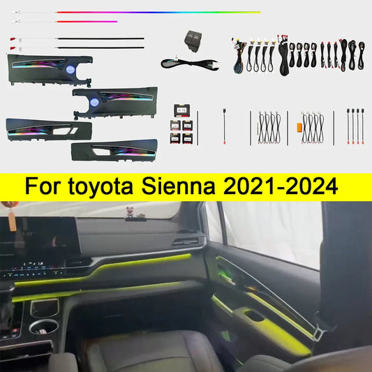 Car Ambient Light Fit for Toyota Sienna 2021-2024 Active Flow Led Car Rear Door Outline Light Lamp 64 Colors Ambient Light