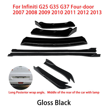 For Infiniti G25 G35 G37 Sedan 2007-2013 Car Front Bumper Splitter Diffuser Lip Protector Spoiler Side Skirts Rear Wrap Angle