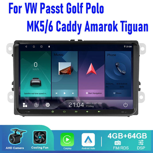 9'' For VW Passat Polo Golf MK5/6 Amarok Caddy Car Radio Head Unit Carplay Apple Android13 Intelligent System Multimedia Player