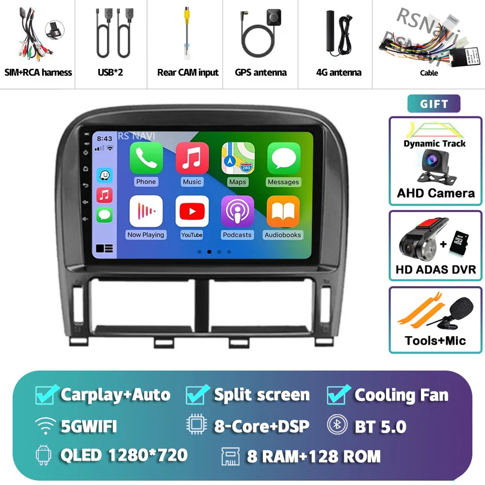 Android 14 Carplay Auto Car Radio Multimedia Player For Lexus LS430 XF30 LS 430 2000 - 2006 DSP Autoradio Stereo 2din Head Unit