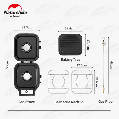Naturehike Double Fire Folding Gas Furnace Outdoor Portable Gas Stove Camping Equipment Double Burner Electronic Ignition Cooker