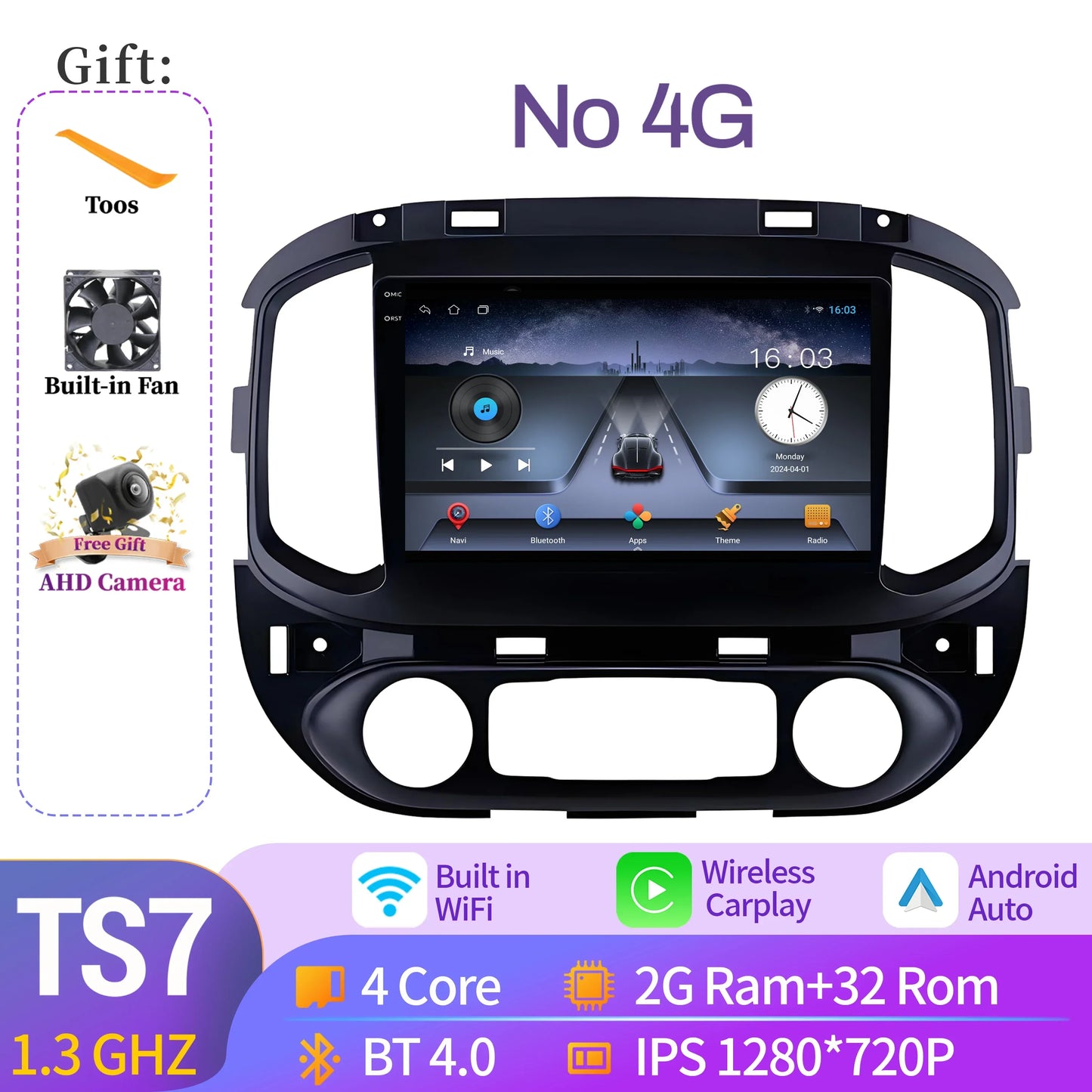 For Chevrolet Colorado-GMC Canyon 2015-2017 Car Radio Wireless BT Carplay Navigation Android 14 7862S 8G 256G 2K QLED Screen