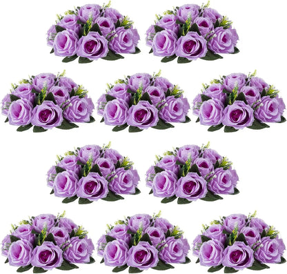 Artificial Flower Centrepieces for Tables - 10 Pcs Dusty Rose Fake Flowers Roses Balls 9.5in Diameter - Silk Faux Rose Arrangeme