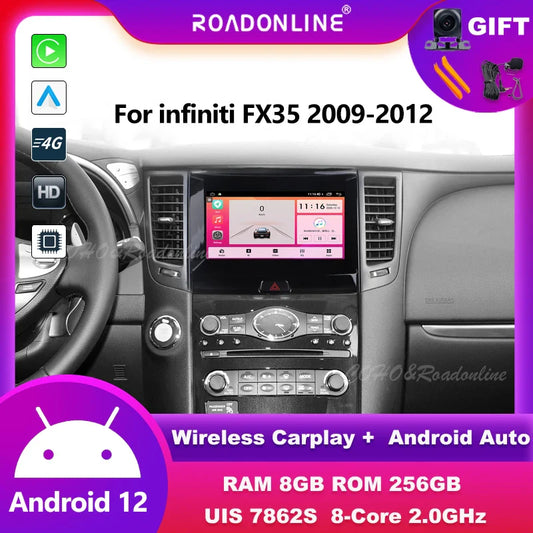 Android audio For infiniti FX35 2009-2012 8+256 car intelligent systems wireless carplay multimedia player