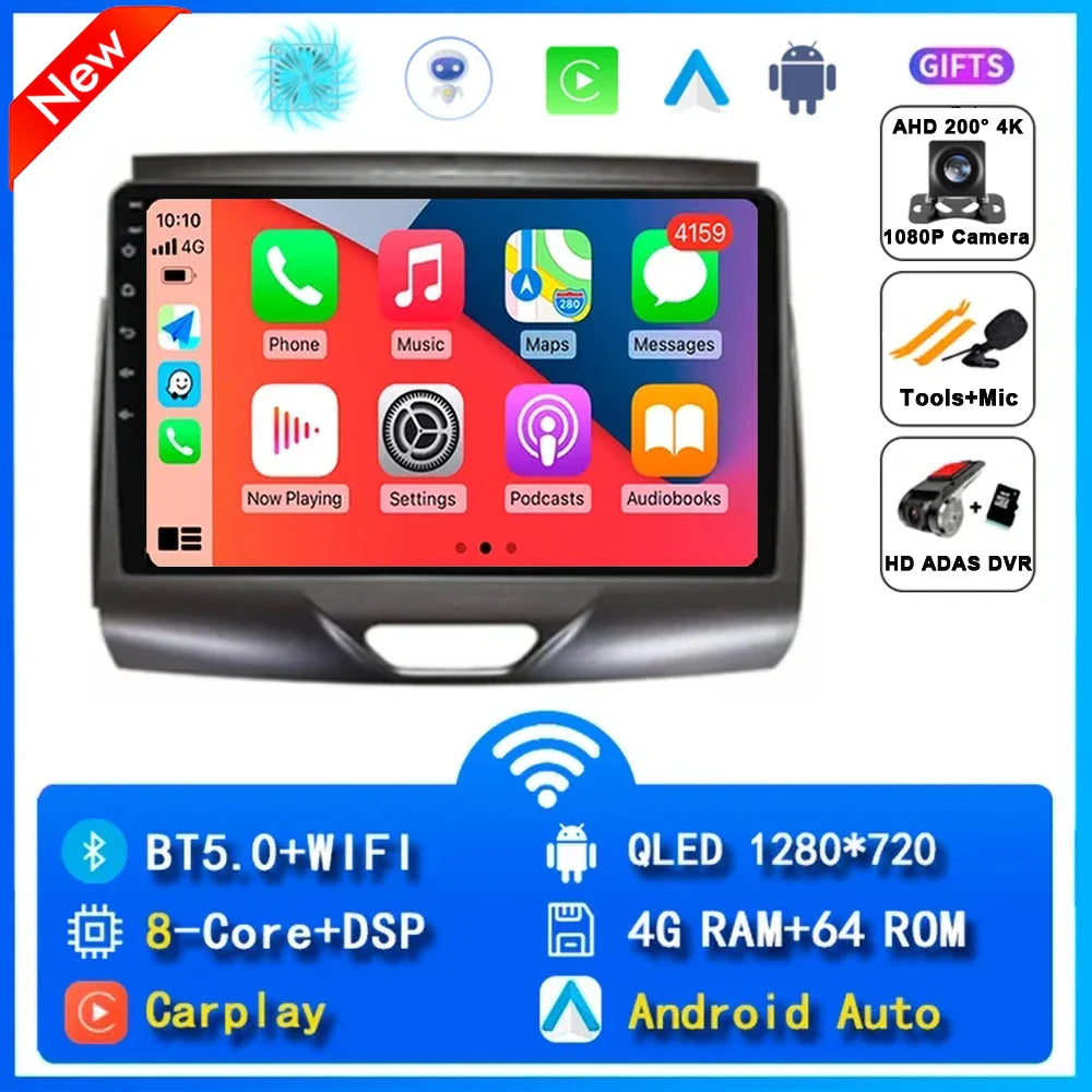 Android 15 Car Radio Stereo QLED Screen For Ford Ranger 2015 2016 2017 2018 2019 2020 GPS Multimedia Carplay Autoradio Head unit