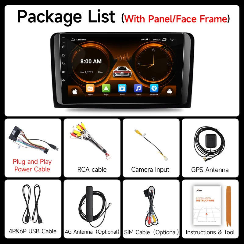 JIUYIN  Android 13 Car Radio For Mercedes Benz M-Class W164 GL-Class X164 ML GL 2005-2012 wireless CarPlay Android Auto 2din DVD